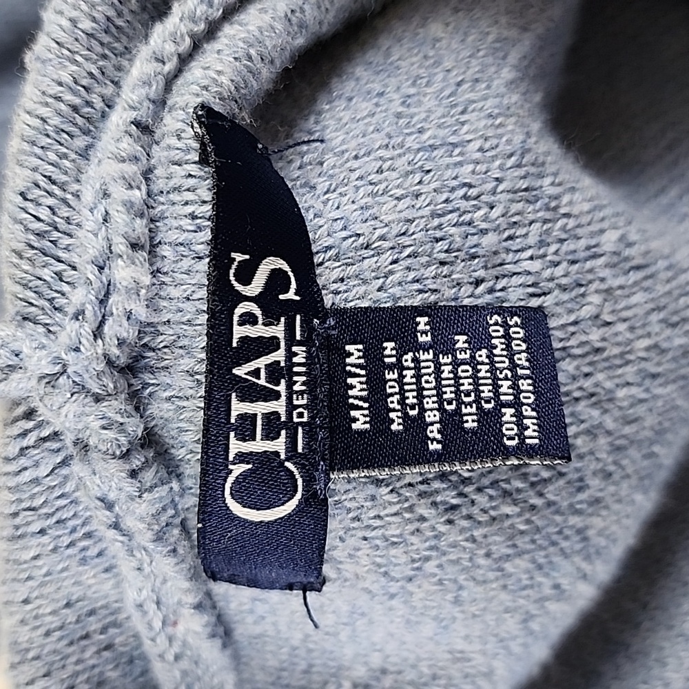 Chaps Denim blue striped hooded cardigan with toggle buttons coastal Size Medium - Picture 6 of 8